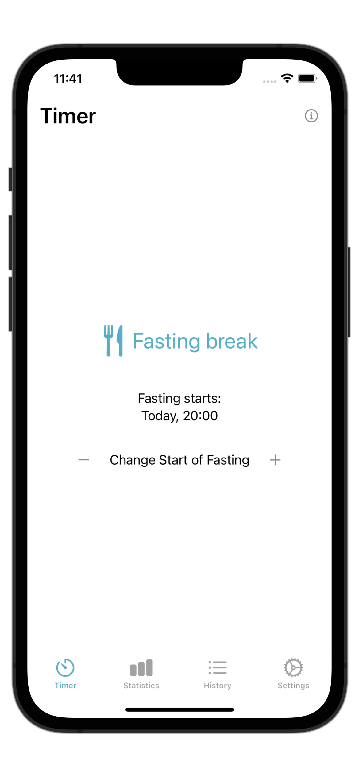 Clean and minimal fasting timer screen